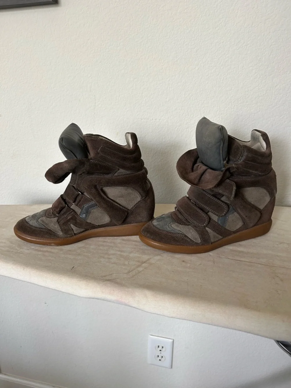 Isabel Marant Grey Suede Wedge Sneakers - Picture 2 of 12